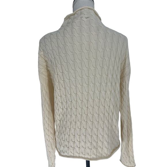 KULE The Mirabelle Cream Mock Neck Cable Knit Cotton Sweater Size Medium - Picture 12 of 13